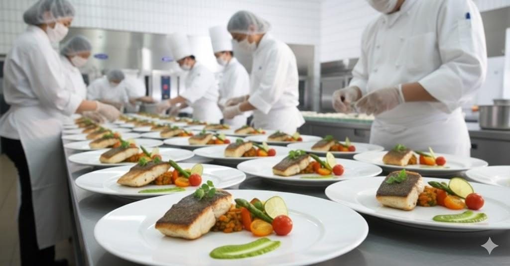 Professional chefs preparing meals